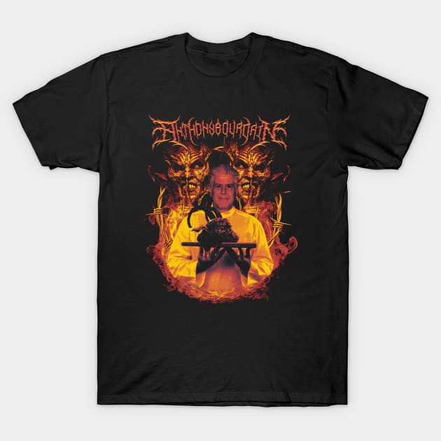 Anthony Bordain Satanic Black Metal T-Shirt by BolaMainan